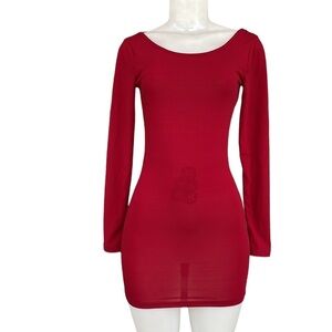 Haoduoyi Red Long Sleeve Mini Dress Size XS